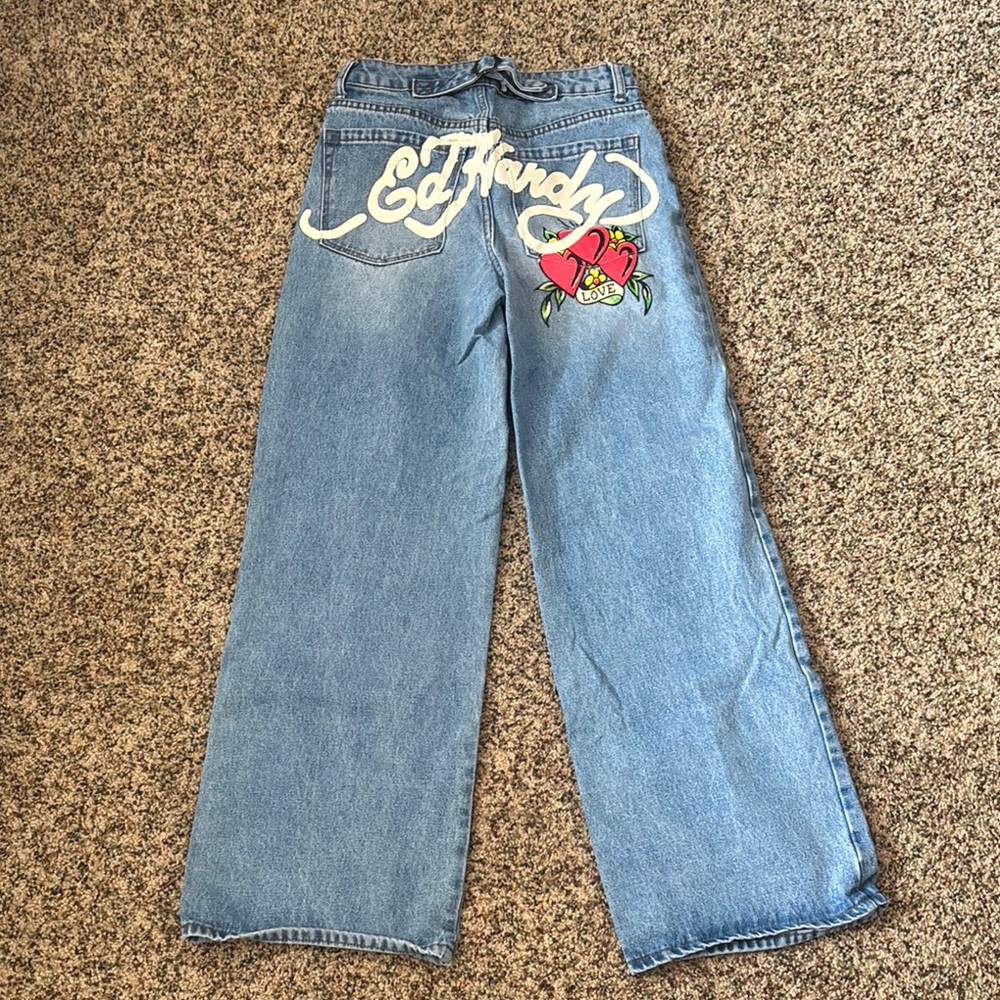 Baggy wide leg Ed Hardy jeans